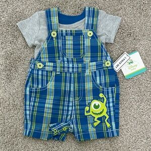 Disney Plaid Overalls with Character Patch